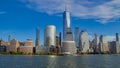 Panoramic views of Manhattan from the ferry. Royalty Free Stock Photo