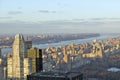 Panoramic views of New York City and Hudson River at sunset looking toward Central Park from Rockefeller Square Ã¯Â¿Â½Top of the Rock Royalty Free Stock Photo