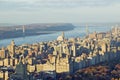 Panoramic views of New York City and Hudson River at sunset looking toward Central Park from Rockefeller Square Ã¯Â¿Â½Top of the Rock Royalty Free Stock Photo