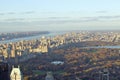 Panoramic views of New York City and Hudson River at sunset looking toward Central Park from Rockefeller Square Ã¯Â¿Â½Top of the Rock Royalty Free Stock Photo