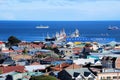 Punta Arenas, Panoramic views with houses and see, Chile Royalty Free Stock Photo