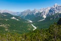Panoramic views of raw mountain landscapes from the Albanian Alps between Theth and Valbona
