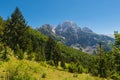 Panoramic views of raw mountain landscapes from the Albanian Alps between Theth and Valbona