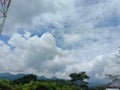 Panoramic views from the roof of the house gazed closely at the clouds Royalty Free Stock Photo