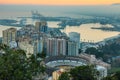 View over the center of Malaga from the viewpoint with bullring Royalty Free Stock Photo