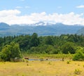 Panoramic Villarica National Park, in Conaripe, Panguipulli, with the Villarica volcano covered by the clouds. Los RÃÂ­os Region, Royalty Free Stock Photo