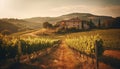 A panoramic vineyard landscape at sunset in Napa Valley generated by AI Royalty Free Stock Photo