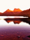 The panoramic vista from the summit of Cradle Mountain Royalty Free Stock Photo