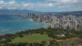 Panoramic vistas from Diamond Head view point, Honolulu, Oahu Island, Hawaii, USA Royalty Free Stock Photo