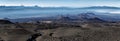 Panoramic volcano landscape of Kamchatka Peninsula: series of cinder cones and lava fields