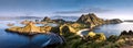 Panoramic warm view at top of `Padar Island` in sunrise late morning from Komodo Island, Komodo National Park, Labuan Bajo, Flor Royalty Free Stock Photo