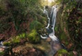 PANORAMIC WATERFALL in Monte Aloia natural park, Galicia Spain Royalty Free Stock Photo