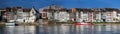 Panoramic of waterfront houses, Basel, Switzerland Royalty Free Stock Photo