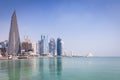 Panoramic view of corniche promenade, Doha, Qatar. Royalty Free Stock Photo