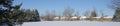 Panoramic web banner of the public park in a residential district. Tranquillity scene of a panoramic view of the park