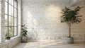 Panoramic White Brick Wall Texture for Home or Office Design Backdrop Royalty Free Stock Photo