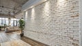 Panoramic White Brick Wall Texture for Home or Office Design Backdrop Royalty Free Stock Photo