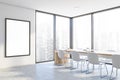 Panoramic white dining room with poster Royalty Free Stock Photo