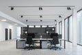 Panoramic white open space office interior Royalty Free Stock Photo