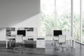 Panoramic white open space office interior Royalty Free Stock Photo
