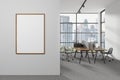 Panoramic white open space office interior with poster Royalty Free Stock Photo