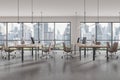 Panoramic white open space office interior Royalty Free Stock Photo