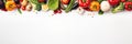 Panoramic wide organic healthy food background. Healthy vegan vegetarian food vegetables and fruits, copy space, banner Royalty Free Stock Photo