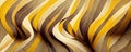 Panoramic wide scale abstract background with three dimensional waves, yellow, golden and brown wavy lines Royalty Free Stock Photo
