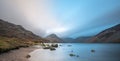 Panoramic Wide View Of Wast Water, Lake District, UK. Royalty Free Stock Photo