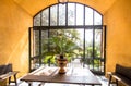 Panoramic windows in a Real Alcazar, Seville, Spain Royalty Free Stock Photo