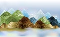 Panoramic winter abstract landscape with mountains of polygons
