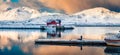 Panoramic winter view of small fishing village - Ramberg, Lofoten Islands, Norway Royalty Free Stock Photo