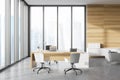 Panoramic wooden CEO office interior Royalty Free Stock Photo