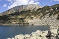 Panoramica of Banderitsa Fish lake, Pirin Mountain, Bulgaria Royalty Free Stock Photo