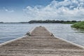 Panoramica of the Rio Zaire in Soyo with pontoon for boats. Angola