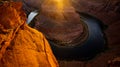 Panoramicview of the Arizona deserts. Colorado river at sunset adventure place. Royalty Free Stock Photo