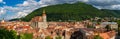 Panorana of the old city center of Brasov and Tampa Mountain, Romania