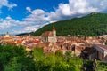 Panorana of the old city center of Brasov and Tampa Mountain, Romania Royalty Free Stock Photo