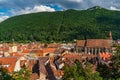 Panorana of the old city center of Brasov and Tampa Mountain, Romania