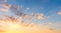 Panoranic Sunrise Sunset Sky with gentle colorful clouds