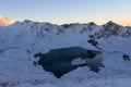 Panorma of mountain lake Schrecksee in Allgau Alps, Bavaria, Germany Royalty Free Stock Photo