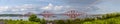 A panorma view with rainbow backlight of the Forth Railway bridge, Scotland