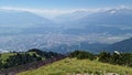 Panormaic view of Innsbruck from the mountain hike trail