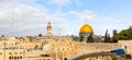 A view of the Temple Mount in Jerusalem, including the Western Wall and the golden Dome of the Rock Royalty Free Stock Photo