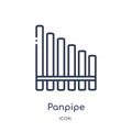 Panpipe icon from music outline collection. Thin line panpipe icon isolated on white background