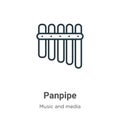 Panpipe outline vector icon. Thin line black panpipe icon, flat vector simple element illustration from editable music concept Royalty Free Stock Photo