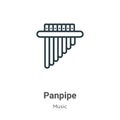 Panpipe outline vector icon. Thin line black panpipe icon, flat vector simple element illustration from editable music concept Royalty Free Stock Photo