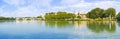 Panprama view of Avignon city with the ancient broken medieval bridge of Saint Benezet