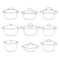 Pans pots collection vector illustration on white background