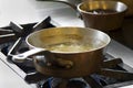 Pans on the stove Royalty Free Stock Photo